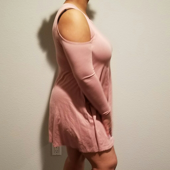 Forever 21 Dusty Rose Dress w/Cut Out Sleeves Sz L - Picture 2 of 6